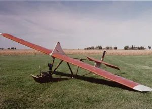 A small plane sitting in the grass near a field.